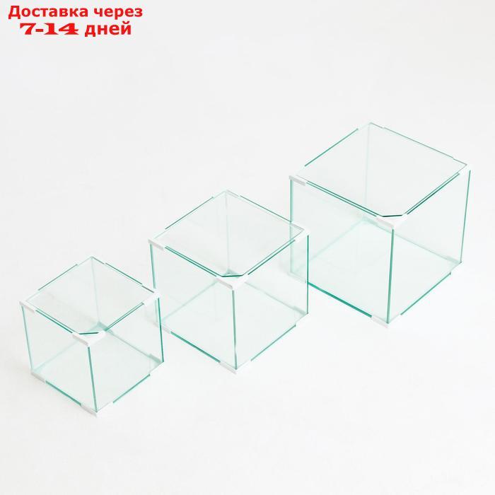 Комплект аквариумов "Матрёшка" куб, белый угол, 16, 27, 43 л - фото 2 - id-p227104450