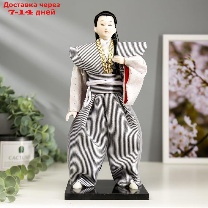 Кукла коллекционная "Самурай в сером кимоно с мечом" 30х12,5х12,5 см - фото 1 - id-p226951665