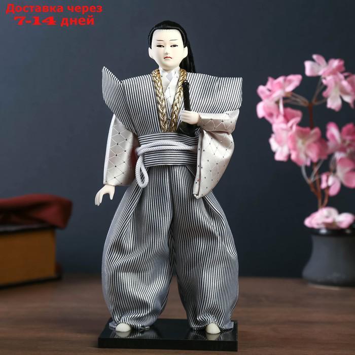Кукла коллекционная "Самурай в сером кимоно с мечом" 30х12,5х12,5 см - фото 6 - id-p226951665