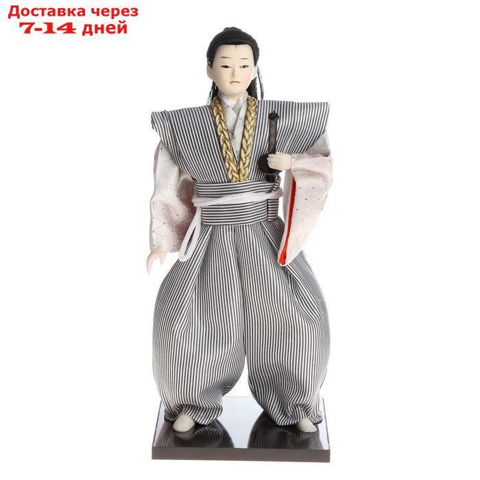 Кукла коллекционная "Самурай в сером кимоно с мечом" 30х12,5х12,5 см - фото 7 - id-p226951665