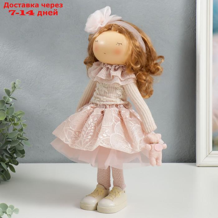 Кукла интерьерная "Малышка Ася в розовом, с медведем" 36х13х15,5 см - фото 4 - id-p227112006