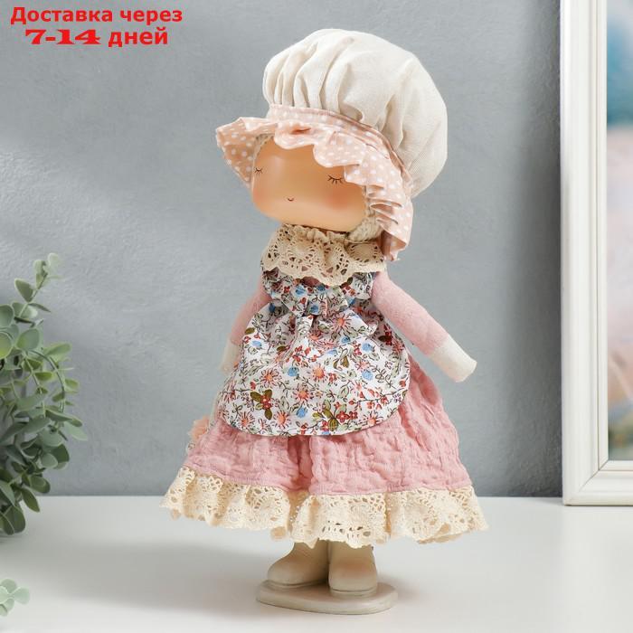 Кукла интерьерная "Малышка в чепчике и переднике цветочном, с корзиной цветов" 33х14х16 см - фото 4 - id-p227112007