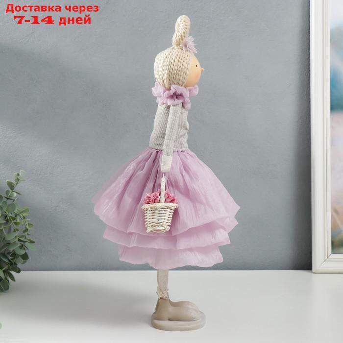 Кукла интерьерная "Малышка в сиреневом наряде, с корзиной цветов" 45,5х17х19 см - фото 1 - id-p227112010