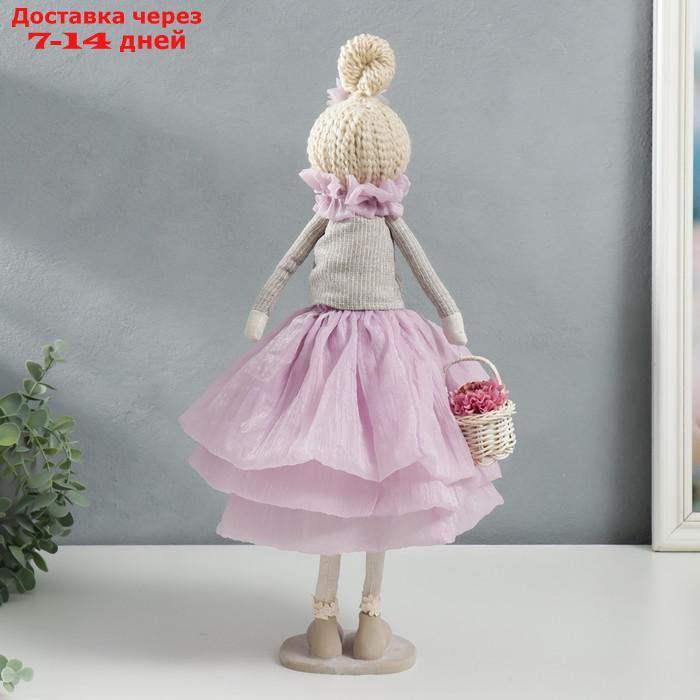Кукла интерьерная "Малышка в сиреневом наряде, с корзиной цветов" 45,5х17х19 см - фото 2 - id-p227112010