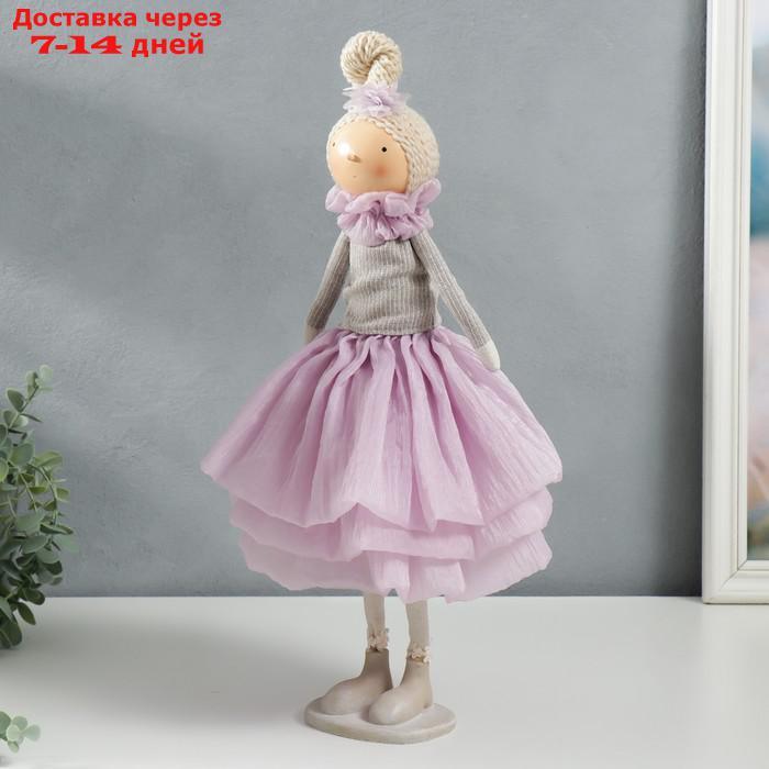 Кукла интерьерная "Малышка в сиреневом наряде, с корзиной цветов" 45,5х17х19 см - фото 3 - id-p227112010