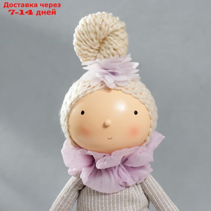 Кукла интерьерная "Малышка в сиреневом наряде, с корзиной цветов" 45,5х17х19 см - фото 4 - id-p227112010
