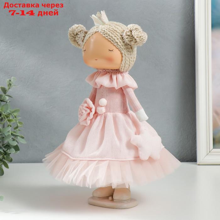 Кукла интерьерная "Маленькая принцесса в розовом, с цветком" 35х15,5х17 см - фото 4 - id-p227112012