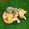Садовая фигура "Кошка с мышкой спят" 30х18см, фото 4