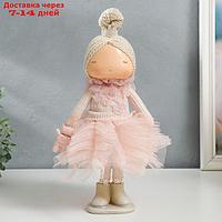 Кукла интерьерная "Малышка-принцесса в розовом платье, с медведем" 37,5х15х18,5 см