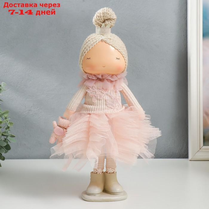 Кукла интерьерная "Малышка-принцесса в розовом платье, с медведем" 37,5х15х18,5 см - фото 1 - id-p227112047