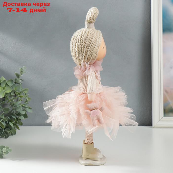 Кукла интерьерная "Малышка-принцесса в розовом платье, с медведем" 37,5х15х18,5 см - фото 2 - id-p227112047