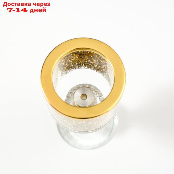 Подсвечник стекло на 1 свечу "Золотые камешки" ножка с кристаллами 16,5х7,5х7,5 см - фото 2 - id-p226973170