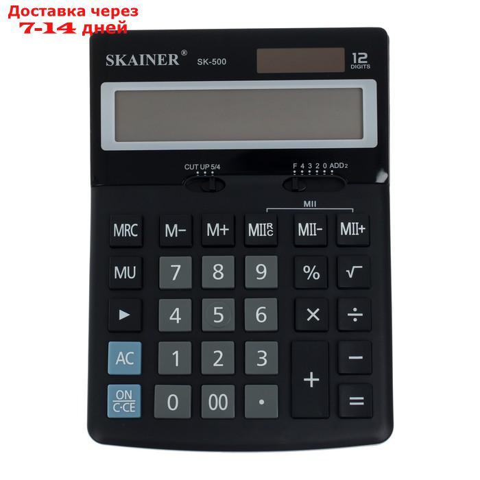 Калькулятор настольный средний, 12-разрядный, SKAINER SK-500, 2 питание, 2 память, 123 x 171 x 31 мм, черный - фото 2 - id-p227115214