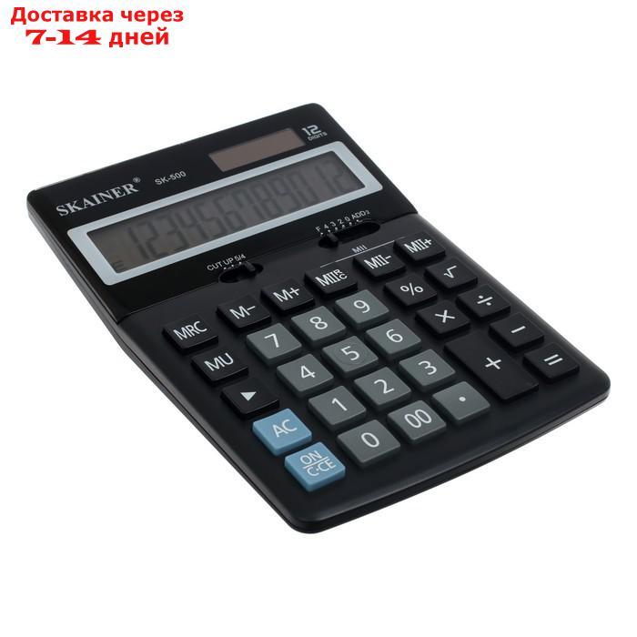 Калькулятор настольный средний, 12-разрядный, SKAINER SK-500, 2 питание, 2 память, 123 x 171 x 31 мм, черный - фото 3 - id-p227115214