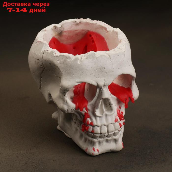 Свеча фигурная в бетоне "Плачущий череп", красный - фото 1 - id-p227102638