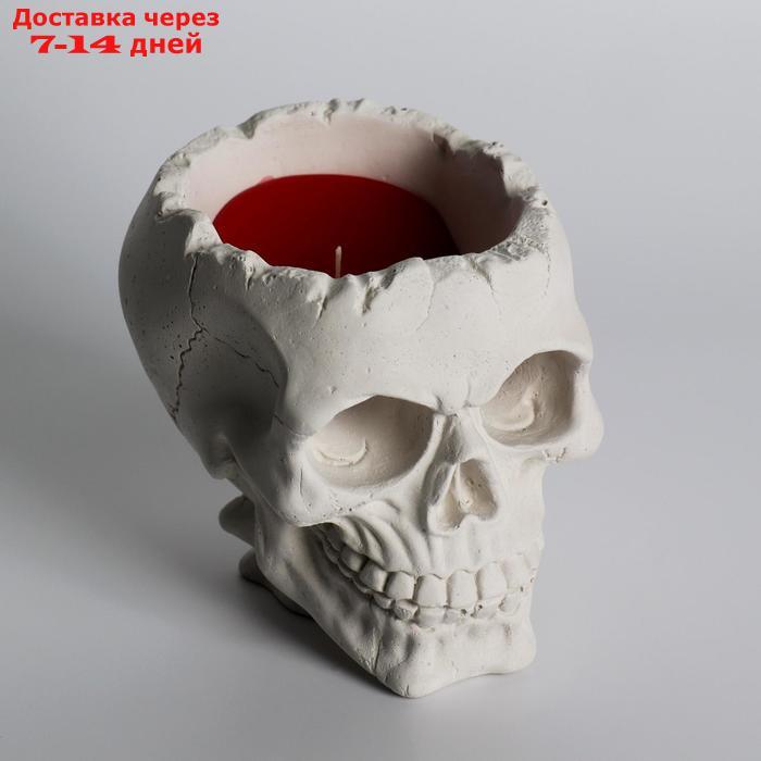 Свеча фигурная в бетоне "Плачущий череп", красный - фото 6 - id-p227102638