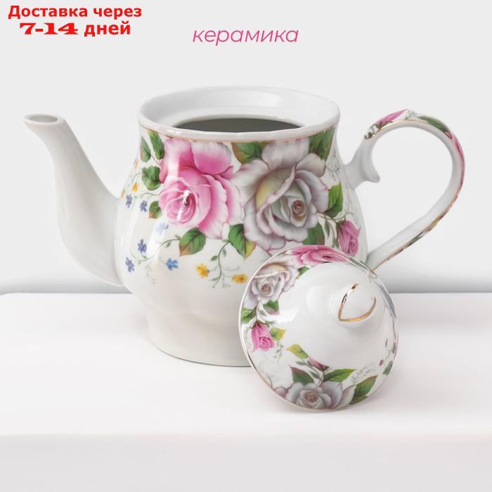 Набор чайный Доляна "Томная роза",на 6 персон, 13 предметов: 6 чайных пар 230 мл, чайник 1 л - фото 4 - id-p227009148