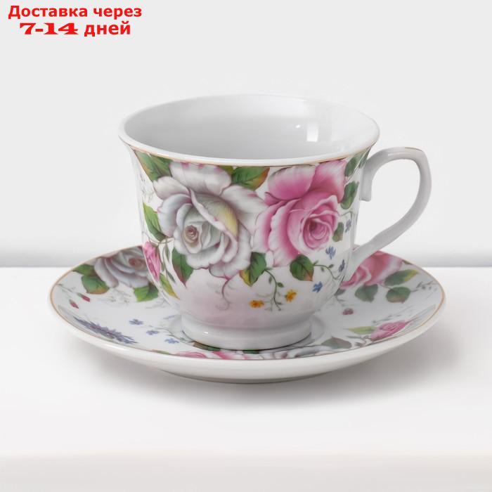 Набор чайный Доляна "Томная роза",на 6 персон, 13 предметов: 6 чайных пар 230 мл, чайник 1 л - фото 7 - id-p227009148