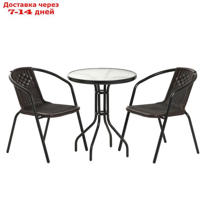 Набор садовой мебели стол+2 кресла коричневый - фото 5 - id-p227099163