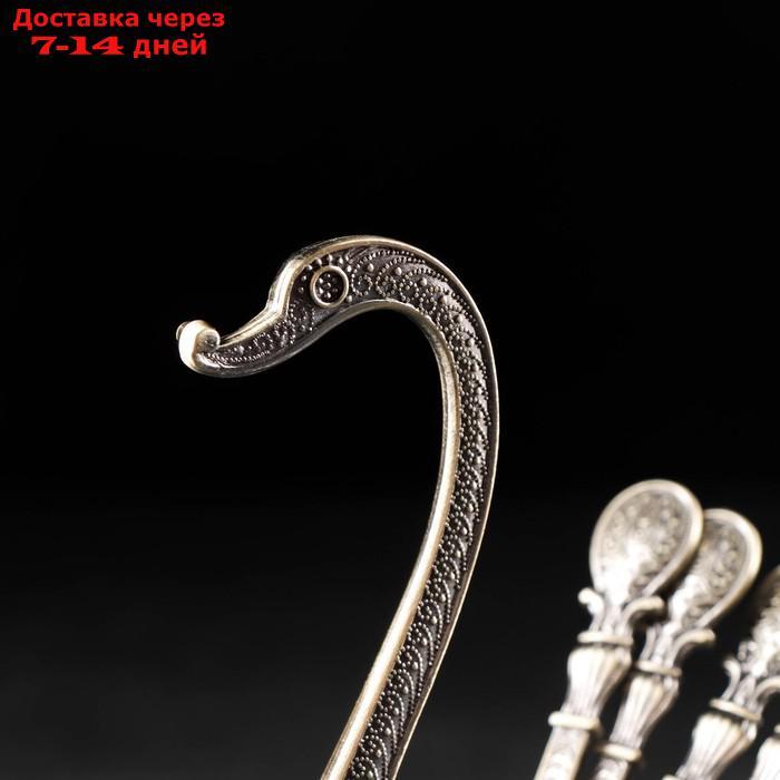 Набор ложек на подставке "Чернёный лебедь", 6 шт, цвет бронзовый - фото 4 - id-p227019928
