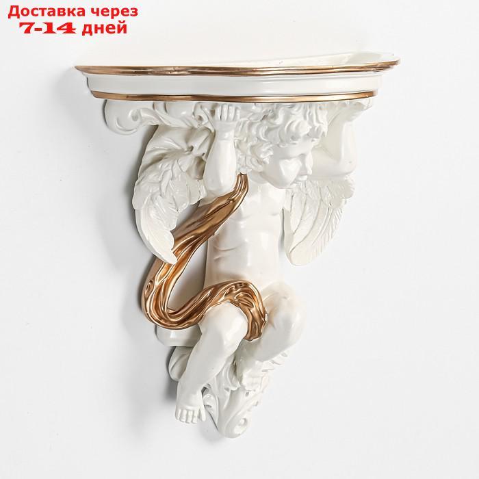 Декор настенный-полка "Ангел, 23.2 x 22 см, белая с золотом - фото 3 - id-p227110274