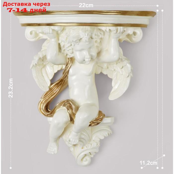 Декор настенный-полка "Ангел, 23.2 x 22 см, белая с золотом - фото 5 - id-p227110274