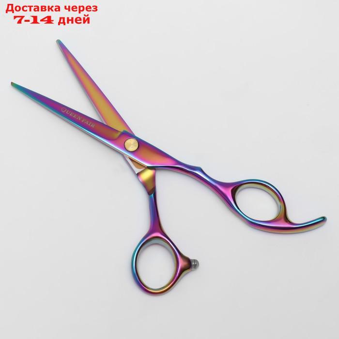 Ножницы парикмахерские с упором, загнутые кольца, лезвие 5,5 см, цвет хамелеон - фото 3 - id-p226999163