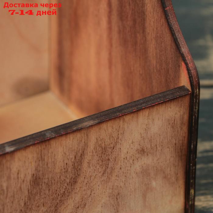 Кашпо деревянное 20×12.5×20 см Стелла Моно, с ручкой, обжиг Дарим Красиво - фото 3 - id-p226964668