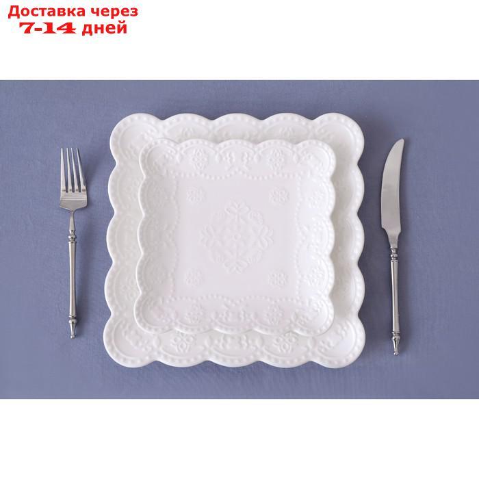 Тарелка квадратная Доляна "Сьюзен", 26,5×26,5 см, цвет белый - фото 5 - id-p227102729