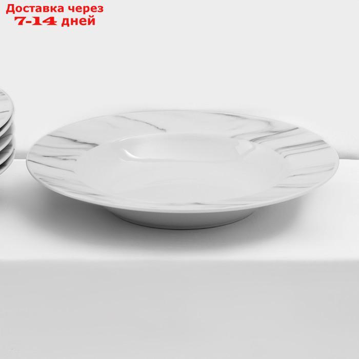 Сервиз столовый Доляна "Мрамор",24 предмета: тарелки 19 / 21×3,5 / 24 см, чайная пара 200 мл, цвет серый - фото 2 - id-p227102730