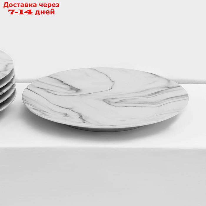 Сервиз столовый Доляна "Мрамор",24 предмета: тарелки 19 / 21×3,5 / 24 см, чайная пара 200 мл, цвет серый - фото 6 - id-p227102730