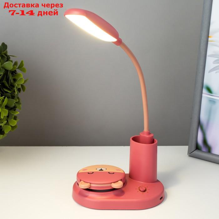 Настольная лампа "Мишка" LED 3Вт USB АКБ красный 12х8х31,5 см - фото 3 - id-p227123609