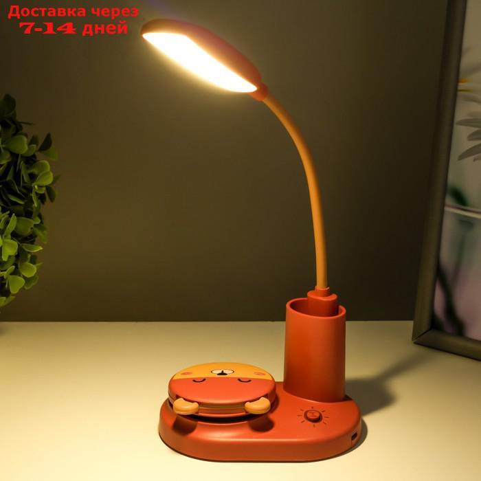 Настольная лампа "Мишка" LED 3Вт USB АКБ красный 12х8х31,5 см - фото 4 - id-p227123609