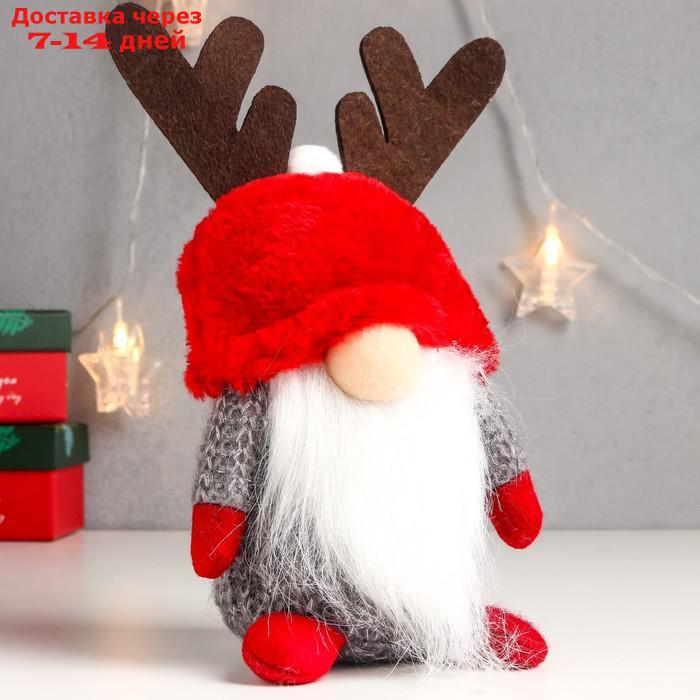 Кукла интерьерная "Дед Мороз в красной шапке с рожками" 20х13х11 см - фото 2 - id-p227120032