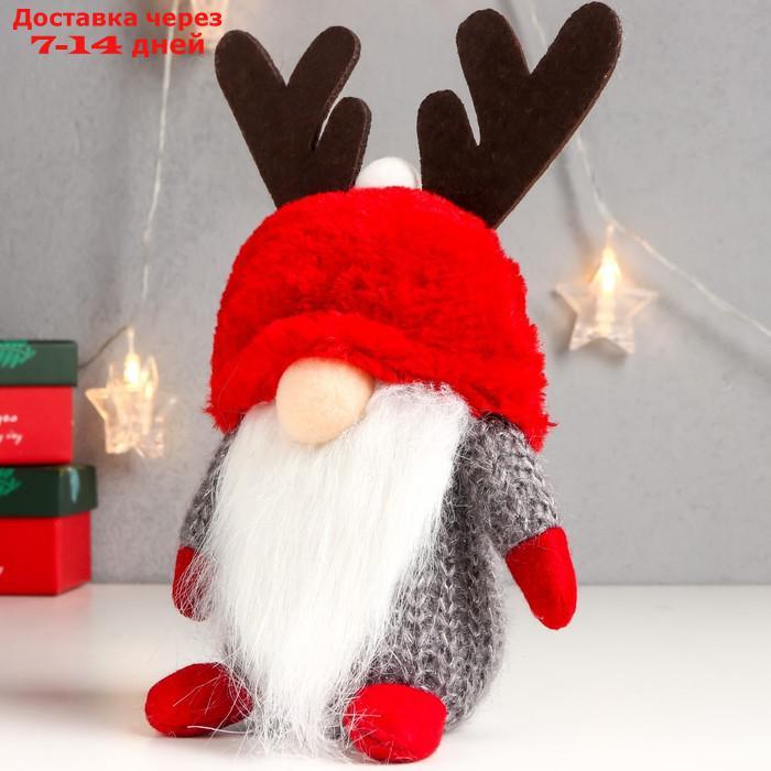 Кукла интерьерная "Дед Мороз в красной шапке с рожками" 20х13х11 см - фото 3 - id-p227120032