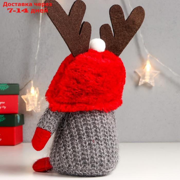 Кукла интерьерная "Дед Мороз в красной шапке с рожками" 20х13х11 см - фото 4 - id-p227120032