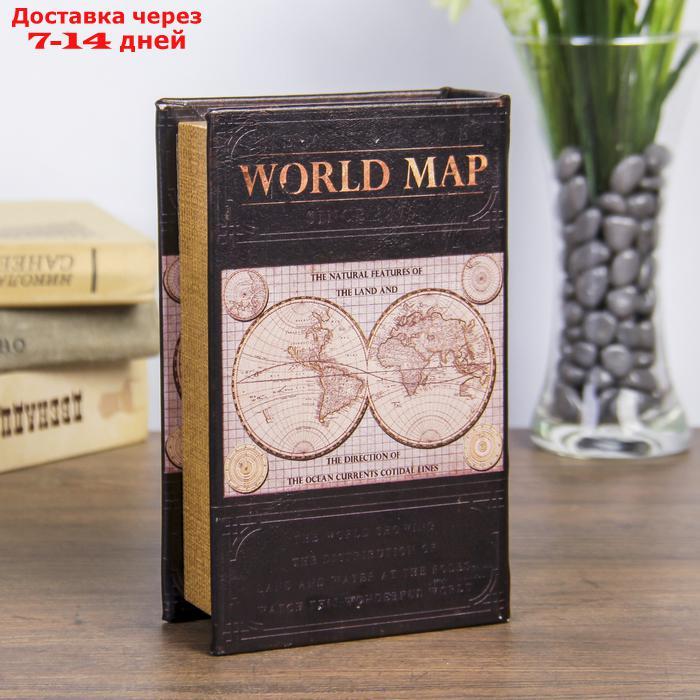Сейф-книга дерево "Карта мира" кожзам 17х11х5 см - фото 5 - id-p227110346