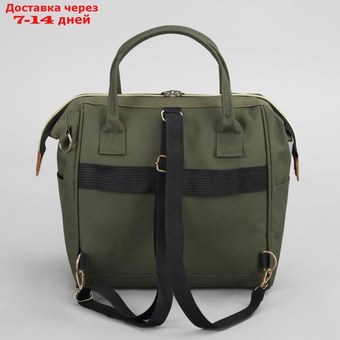 Сумка-рюкзак на колёсах, с сумкой-трансформером, отдел на молнии, наружный карман, цвет зелёный - фото 2 - id-p227104577