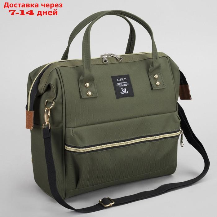 Сумка-рюкзак на колёсах, с сумкой-трансформером, отдел на молнии, наружный карман, цвет зелёный - фото 8 - id-p227104577