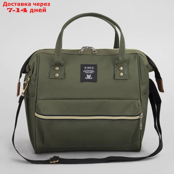 Сумка-рюкзак на колёсах, с сумкой-трансформером, отдел на молнии, наружный карман, цвет зелёный - фото 9 - id-p227104577