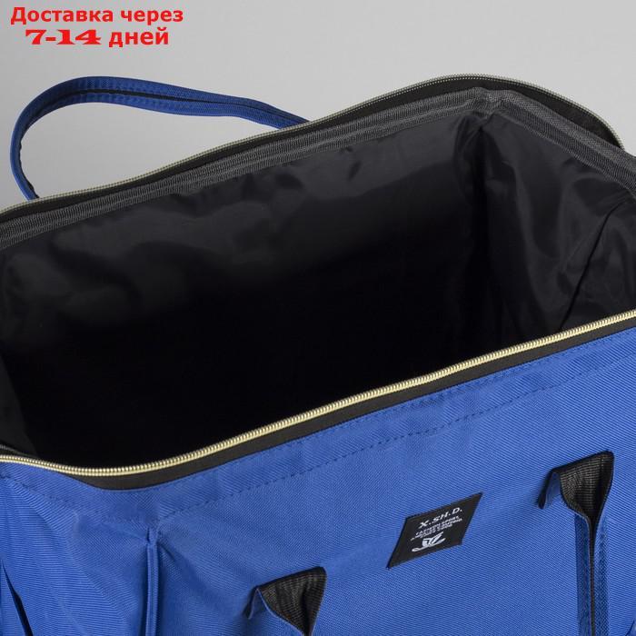 Сумка-рюкзак на колёсах, с сумкой-трансформером, отдел на молнии, наружный карман, цвет синий - фото 6 - id-p227104578