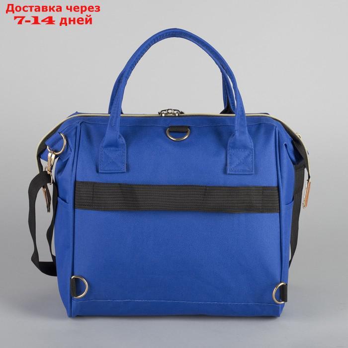 Сумка-рюкзак на колёсах, с сумкой-трансформером, отдел на молнии, наружный карман, цвет синий - фото 10 - id-p227104578