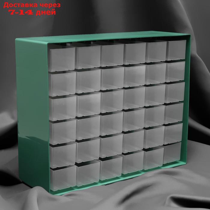 Бокс для хранения мелочей с выдвигающимися ячейками, 40 × 33 см, (1 ячейка 12 × 5,5 см), цвет зелёный - фото 4 - id-p227095796