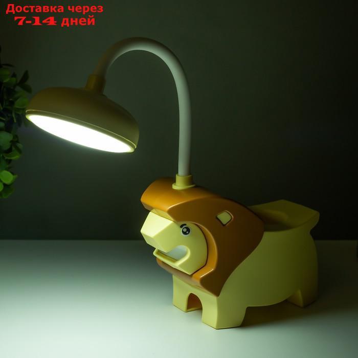 Настольная лампа "Львёнок" LED USB АКБ желто-шоколадный 7,5х13х29 см - фото 4 - id-p227123611