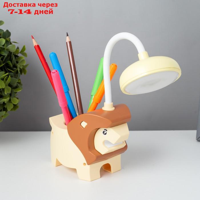 Настольная лампа "Львёнок" LED USB АКБ желто-шоколадный 7,5х13х29 см - фото 5 - id-p227123611