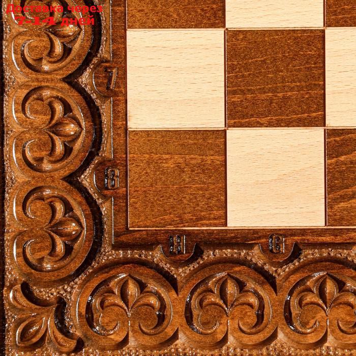 Шахматы-нарды ручной работы "Узоры с резкой", 40х20 см, массив, Армения - фото 6 - id-p227118734