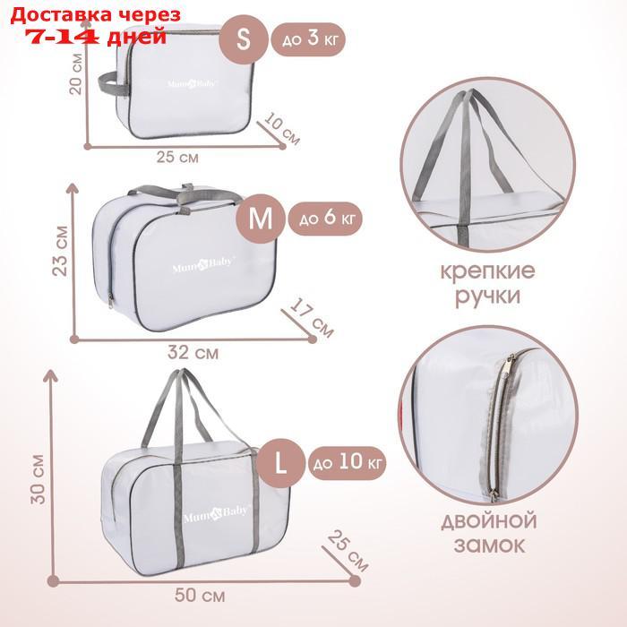Набор сумок для роддома, комплект 3 в 1 №1, ПВХ "Речной песок". цвет серый - фото 2 - id-p227116445