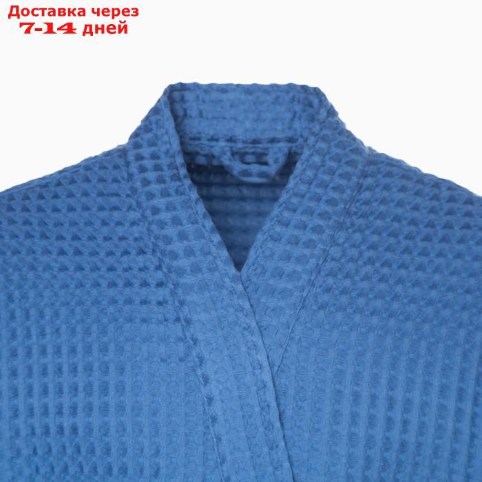 Халат вафельный мужской удлиненный Этель "Boho" р. 54-56, цв. синий, 100%хл, 290 г/м2 - фото 4 - id-p227104600