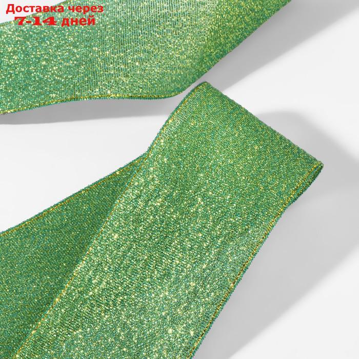 Лента парчовая, 40 мм, 23 ± 1 м, цвет зелёный - фото 2 - id-p227114151