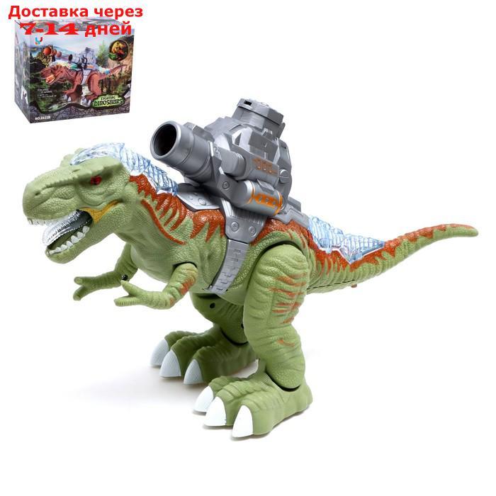 Динозавр "Рекс", стреляет шарами, работает от батареек, свет и звук, цвет зелёный - фото 1 - id-p227116462